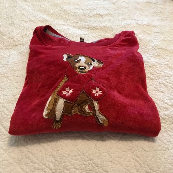 Lightweight soft red sweatshirt / top with cute puppy design by ED (XL) - Picture 15 of 15